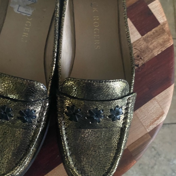 Jack Rogers Remy Loafers Metallic Gold Sparkle Slip-On Flats Preppy Academia 8B - Picture 6 of 16